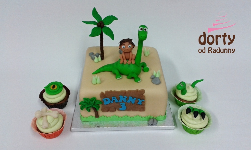 Hodný dinosaurus+cupcakes